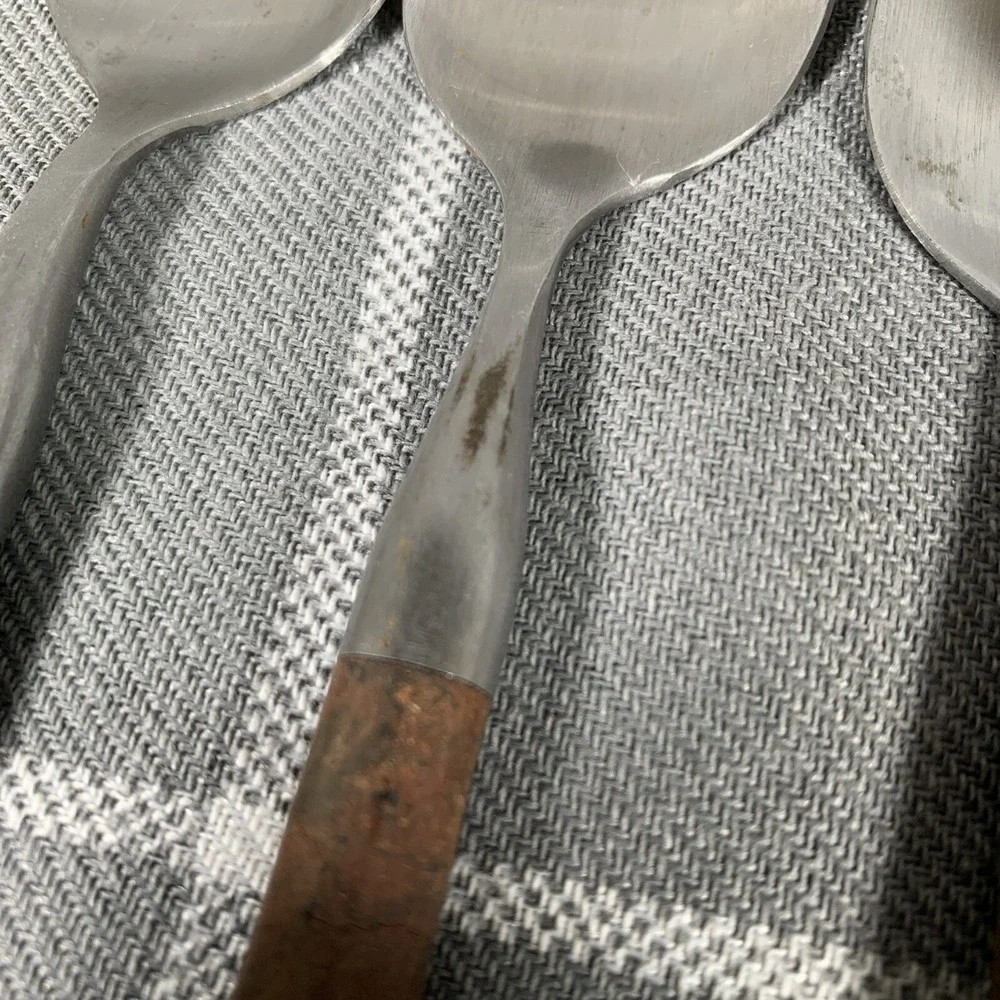 Vintage Gibson Elite Flatware 7pc Brown Handle MCM Stainless Dining 1960s